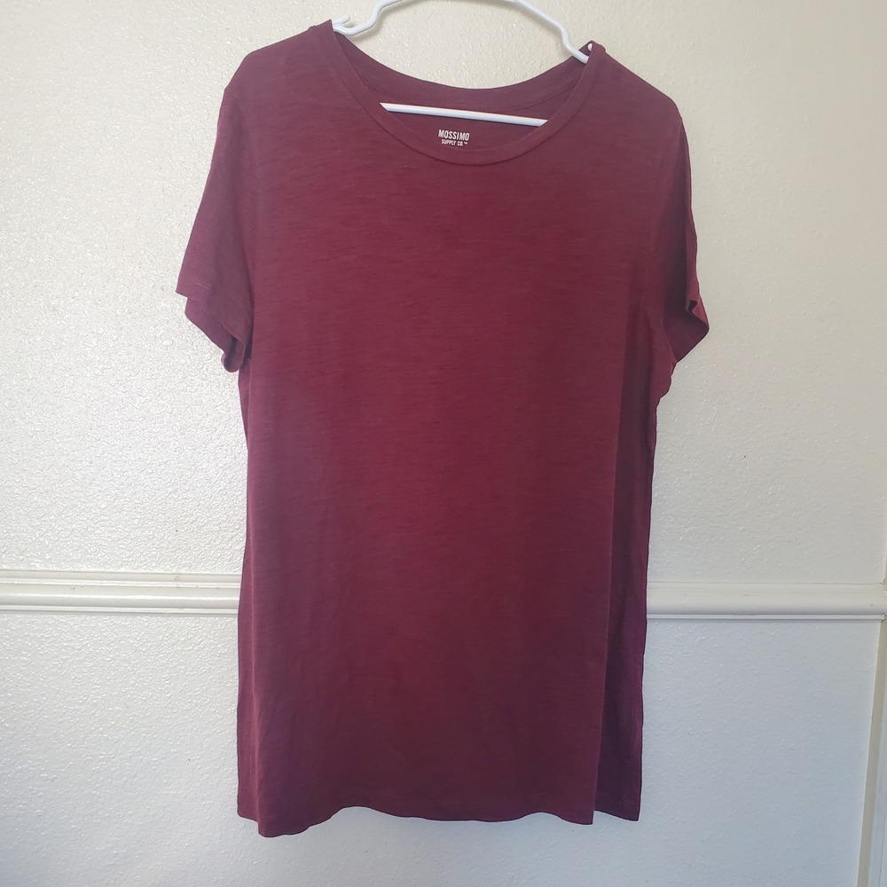 Mossimo Supply Co Womens XXL Burgundy Maroon Slub Knit Short Sleeve T-Shirt Tee